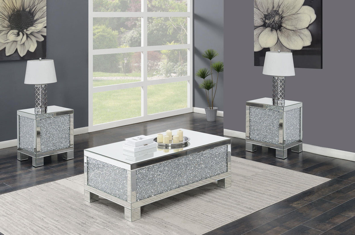 Gillian Silver 3-Piece Mirrored Coffee and End Table Set by Coaster at Eve Furniture