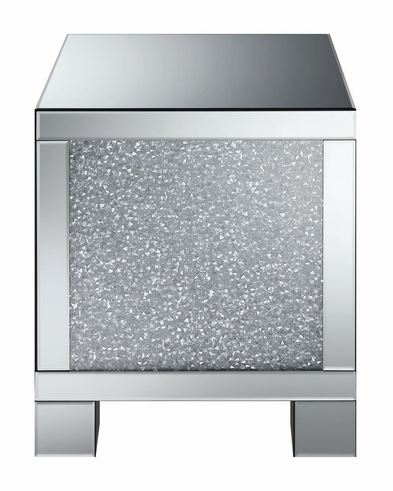 Gillian Silver/Clear Mirror Square End Table by Coaster at Eve Furniture