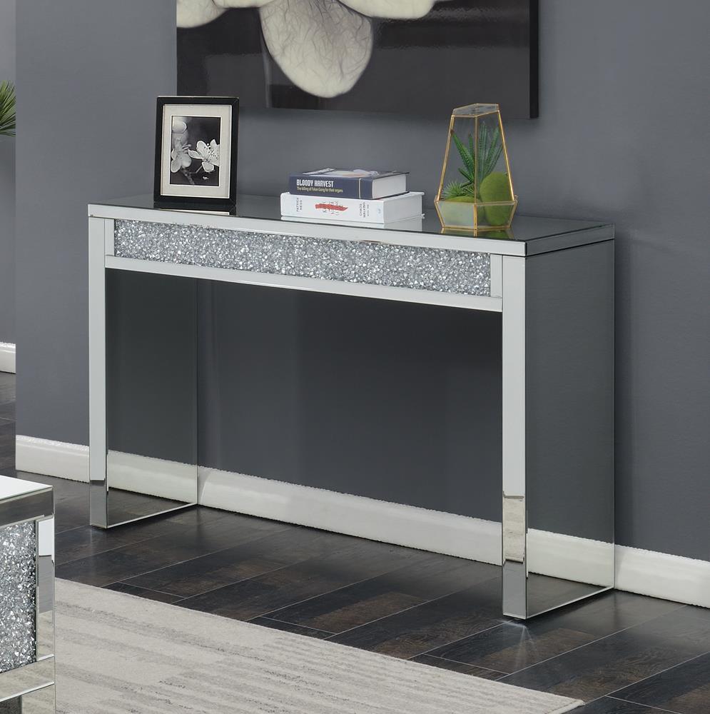 Gillian Silver/Clear Rectangular Sofa Table Mirror by Coaster at Eve Furniture
