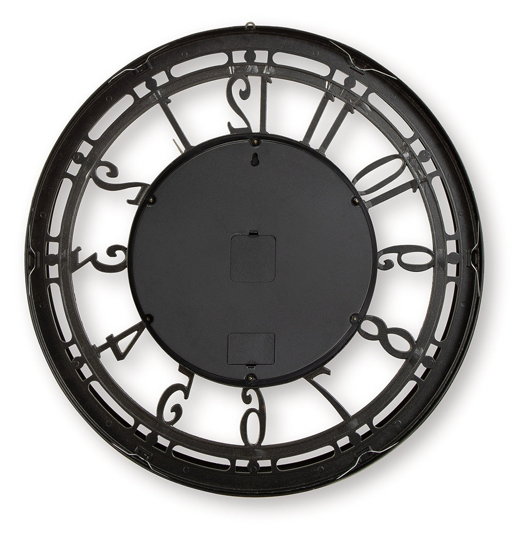 Gilover Champagne Finish Wall Clock by Ashley at Eve Furniture