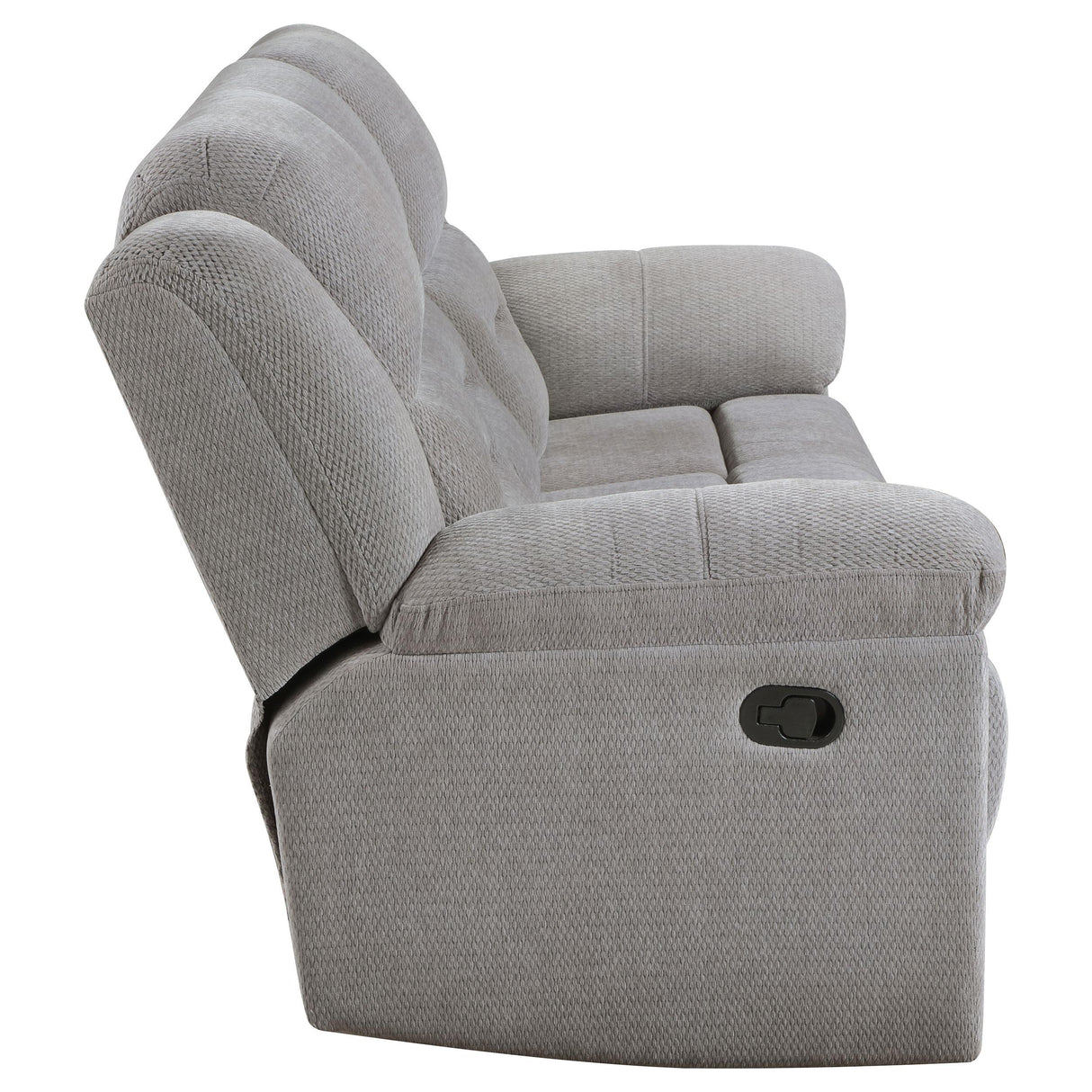 Gilson Gray Chenille Upholstered Reclining Sofa by Coaster at Eve Furniture