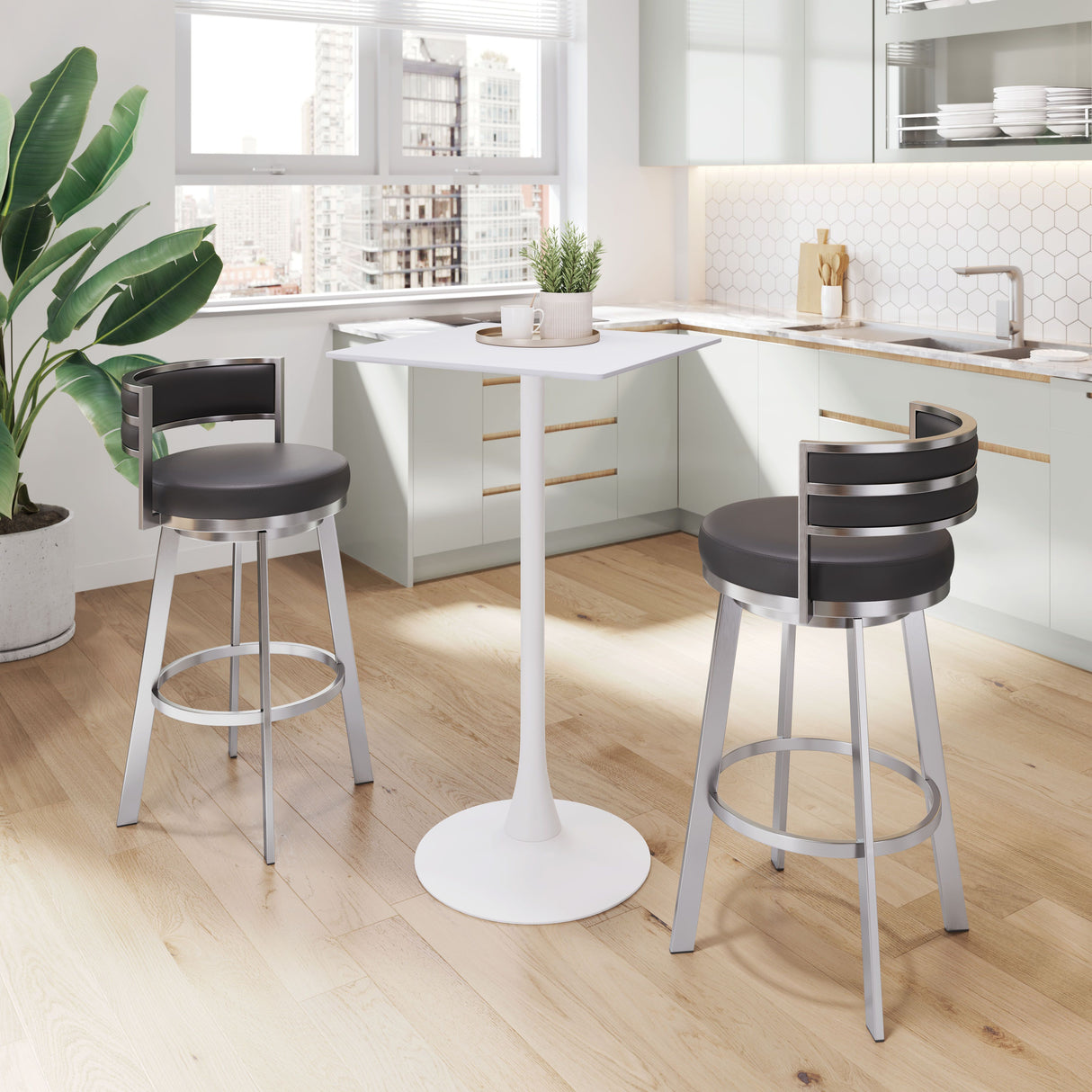 Gimsby Swivel Barstool Black by Zuomod at Eve Furniture