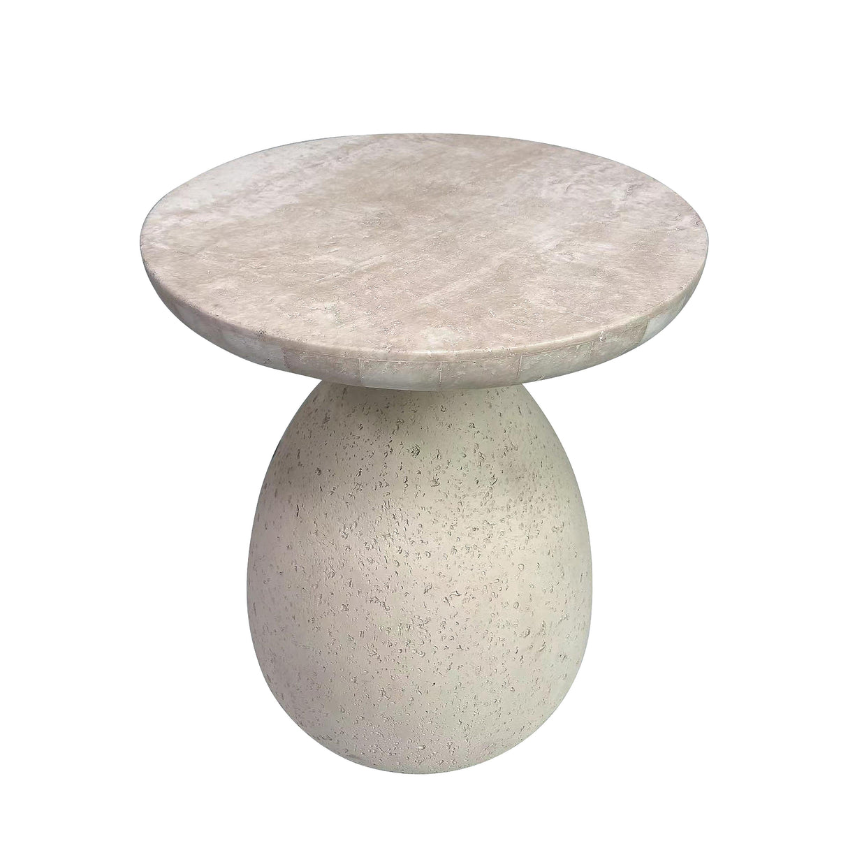 Gina Cream Travertine Side Table by TOV Furniture at Eve Furniture