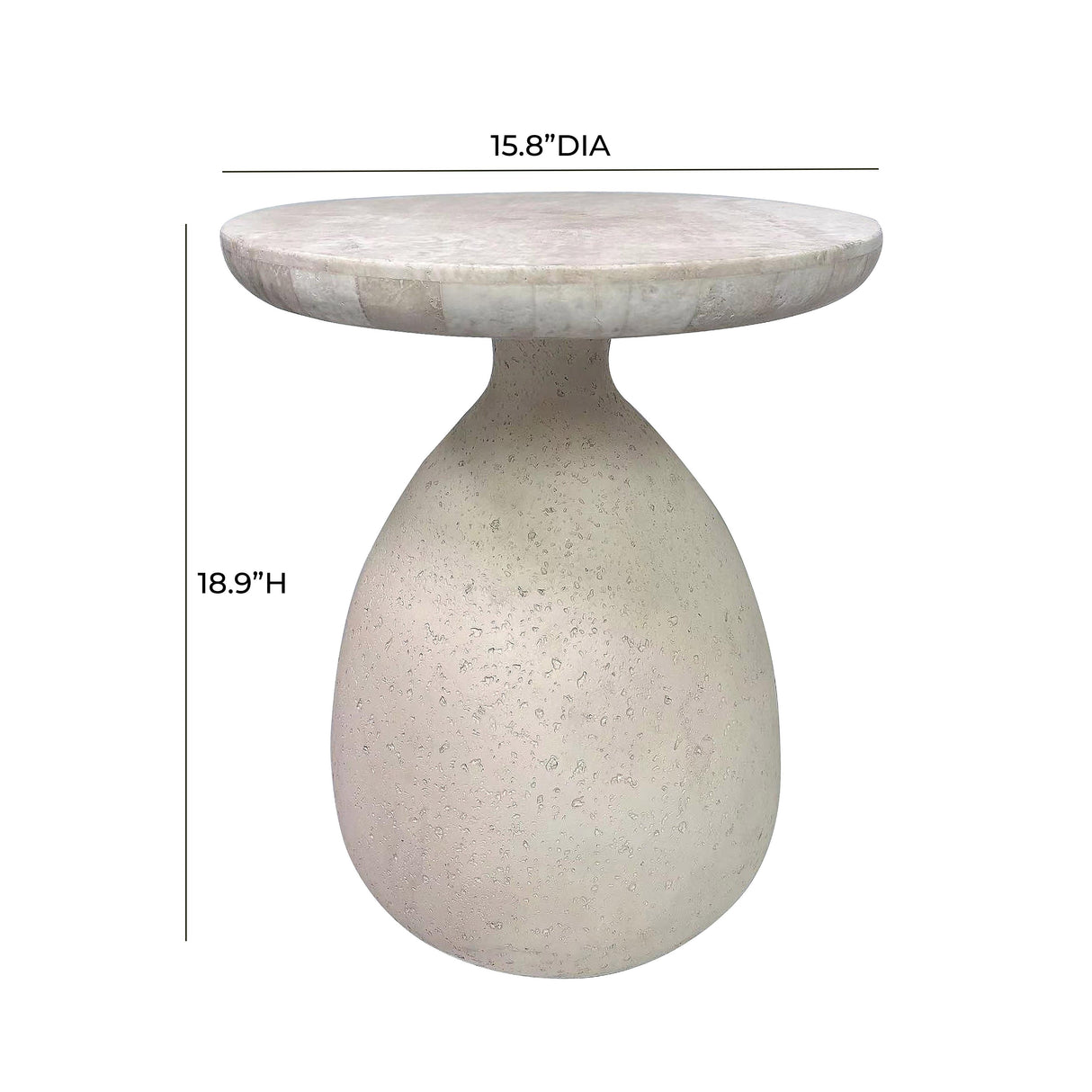 Gina Cream Travertine Side Table by TOV Furniture at Eve Furniture