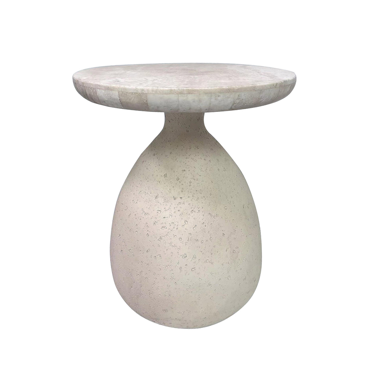 Gina Cream Travertine Side Table by TOV Furniture at Eve Furniture