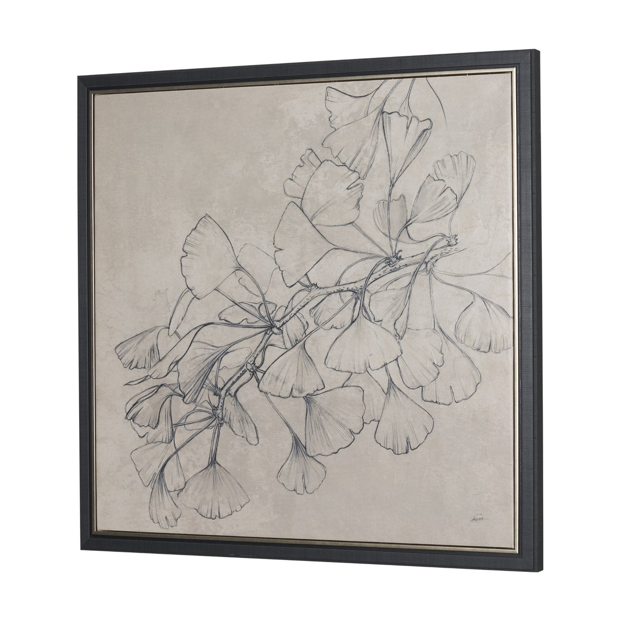 Ginkgo Shadows II by Mercana Studio Hand-Embellished Textured Framed Canvas Artwork by Mercana at Eve Furniture