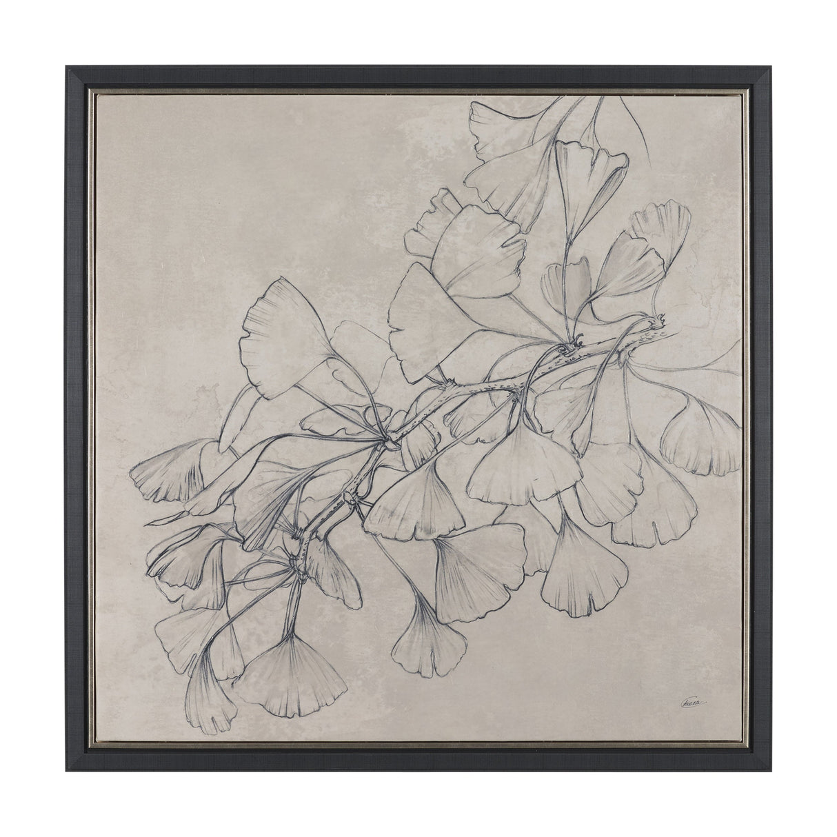 Ginkgo Shadows II by Mercana Studio Hand-Embellished Textured Framed Canvas Artwork by Mercana at Eve Furniture