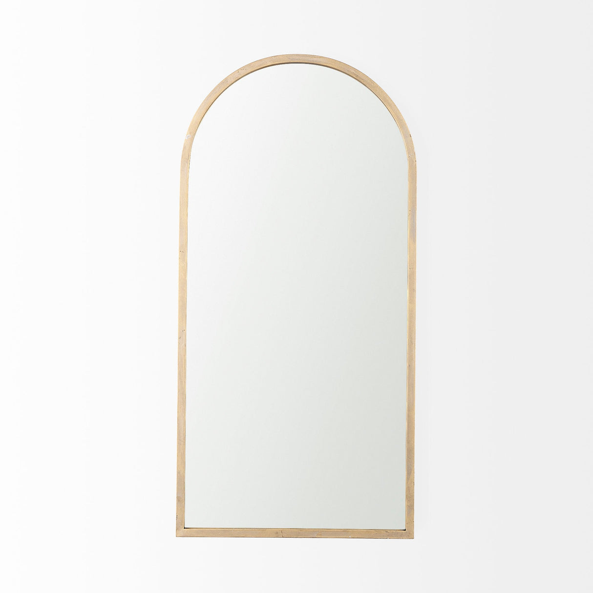 Giovanna Gold Metal Frame Rounded Arch Vanity Mirror by Mercana at Eve Furniture