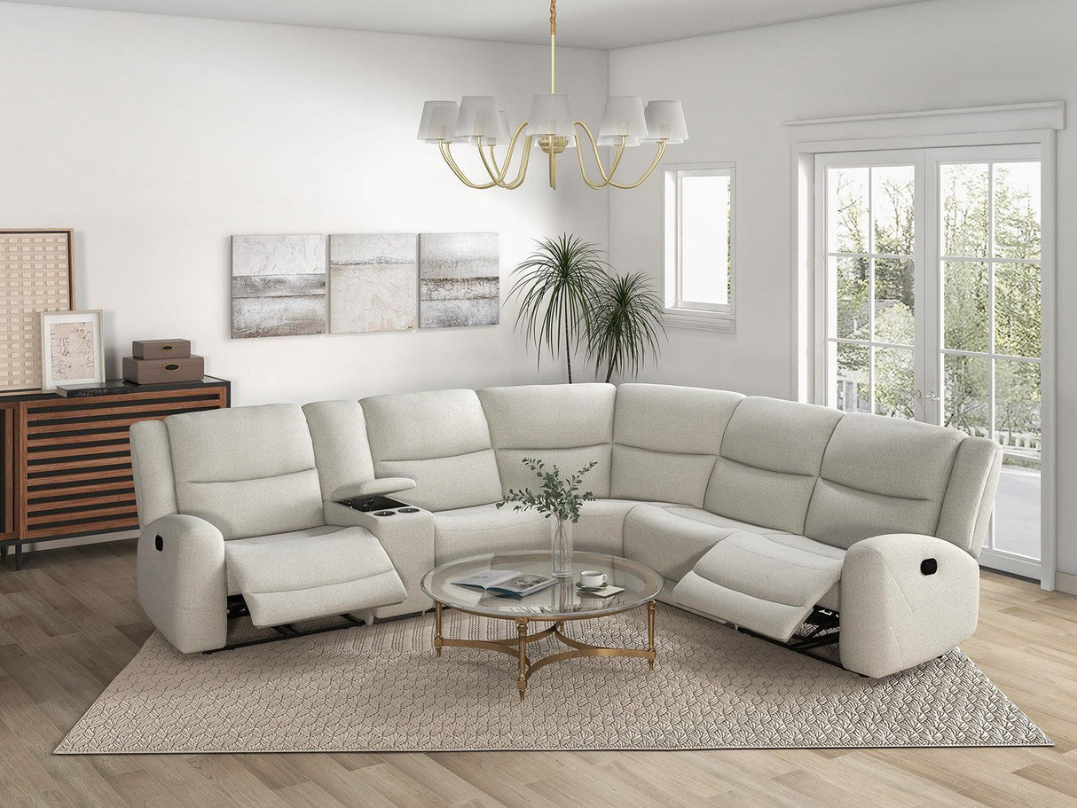 Giraldus Beige Motion Manual Reclining Sectional by Furniture of America at Eve Furniture