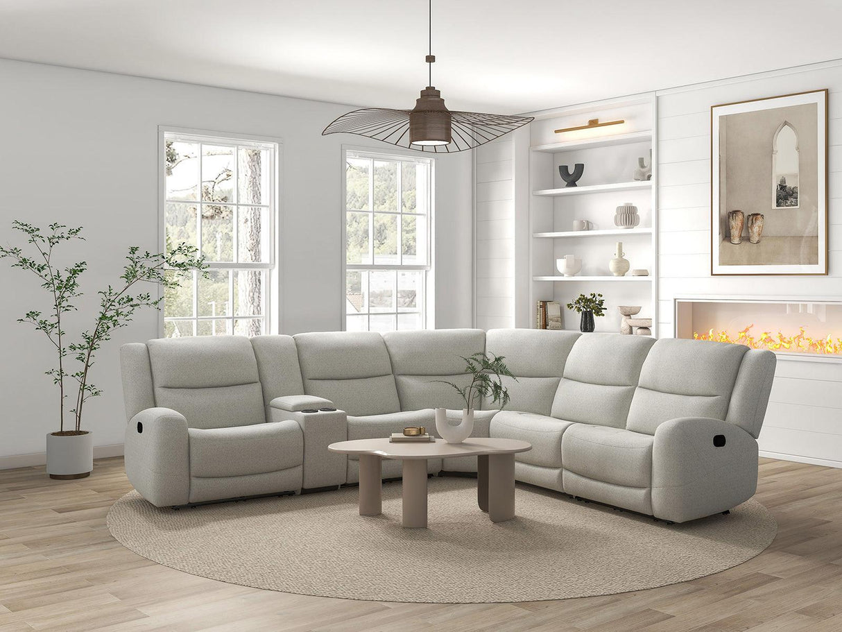 Giraldus Beige Motion Manual Reclining Sectional by Furniture of America at Eve Furniture