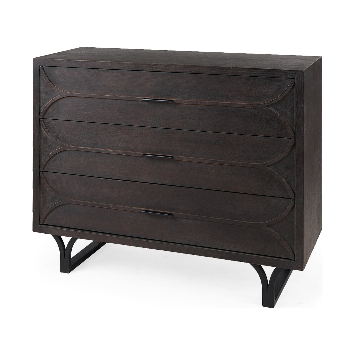 Giselle I Dark Brown Fir Veneer 3 Drawer Accent Cabinet by Mercana at Eve Furniture