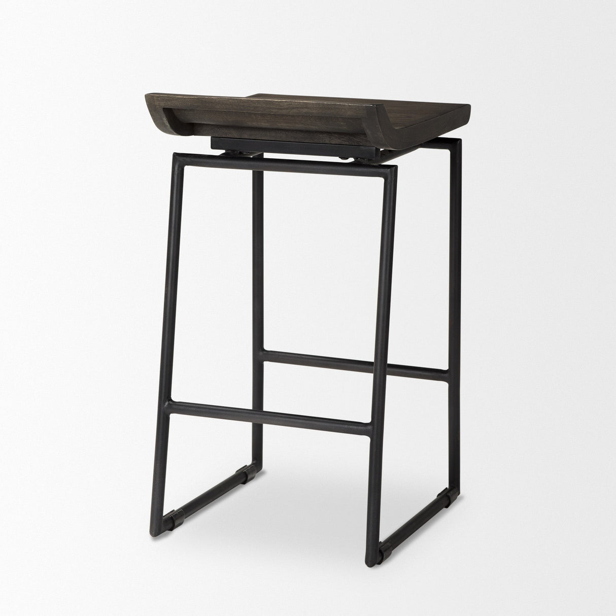 Givens 24.25"H Seat Height Black Wood Seat Black Frame Stool by Mercana at Eve Furniture