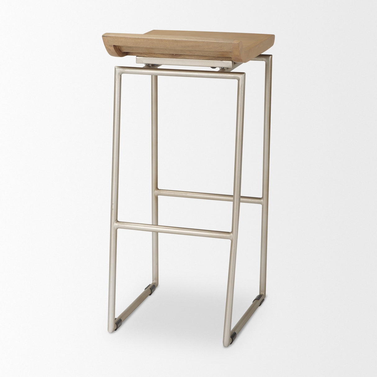 Givens 31.8"H Seat Height Brown Wood W/Silver Metal Frame Barstool by Mercana at Eve Furniture