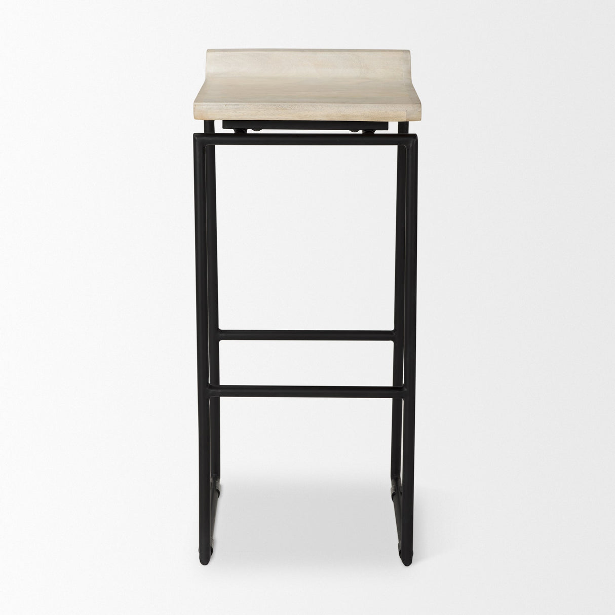 Givens 31.8"H Seat Height Natural Wood W/Black Metal Frame Bar Stool by Mercana at Eve Furniture
