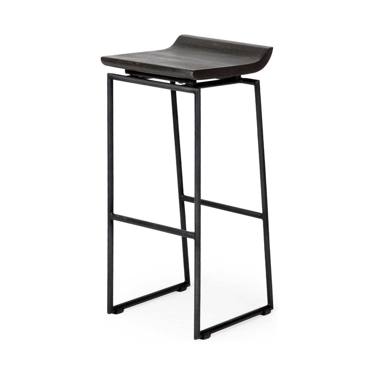 Givens Black Wood Seat Black Metal Base Stool by Mercana at Eve Furniture