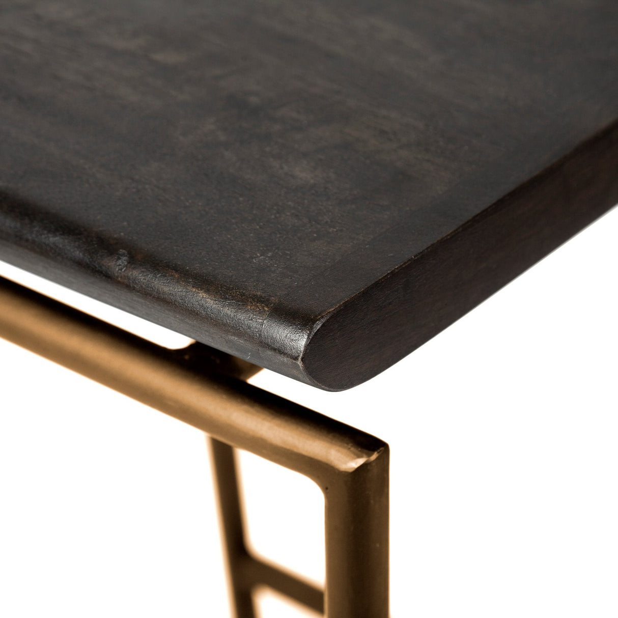 Givens Brown Wood Seat Gold Metal Base Stool by Mercana at Eve Furniture
