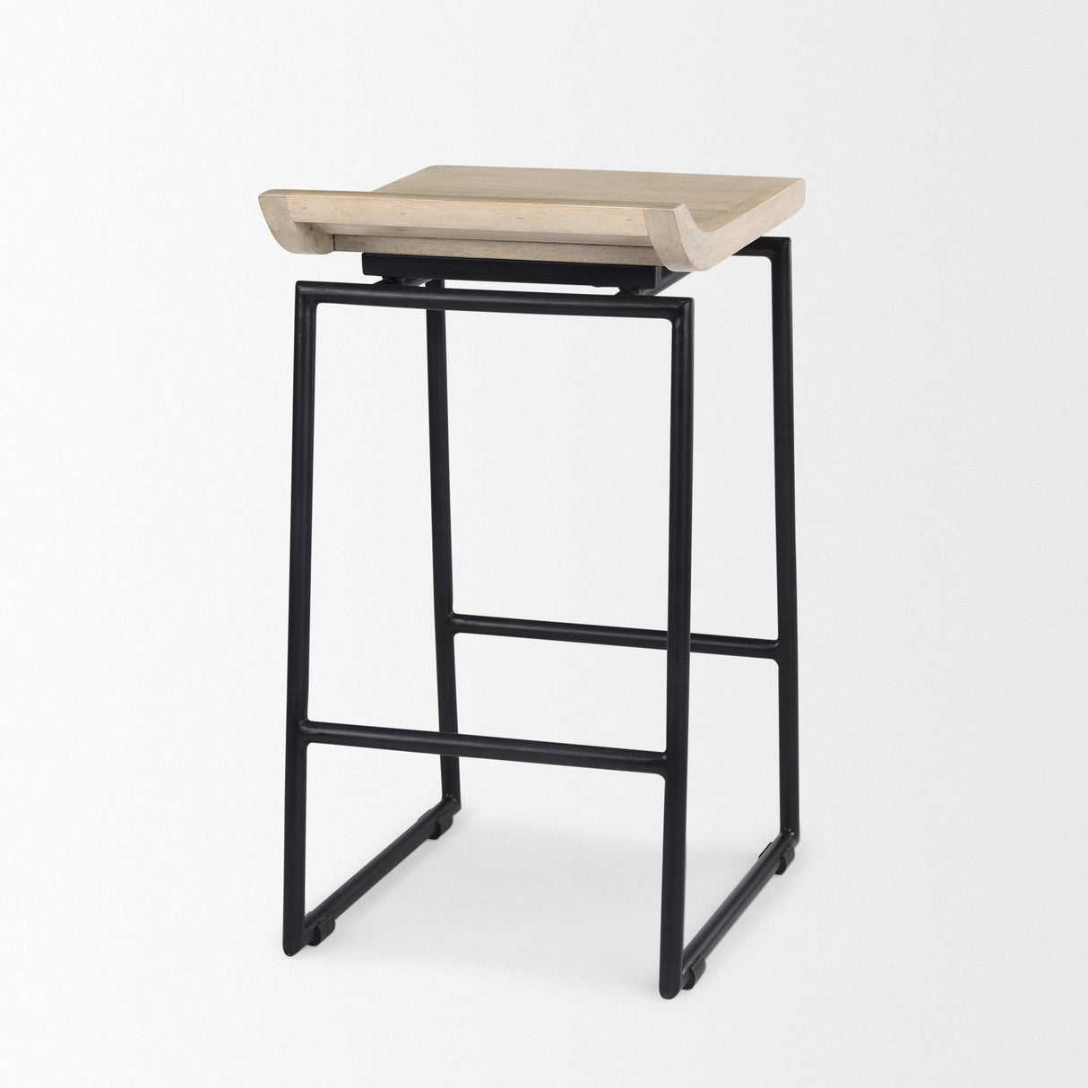Givens Natural Wood W/Black Metal Counter Stool by Mercana at Eve Furniture