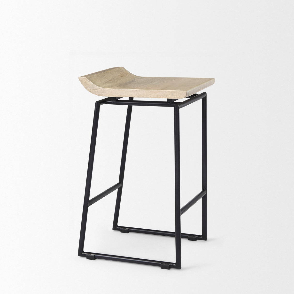 Givens Natural Wood W/Black Metal Counter Stool by Mercana at Eve Furniture