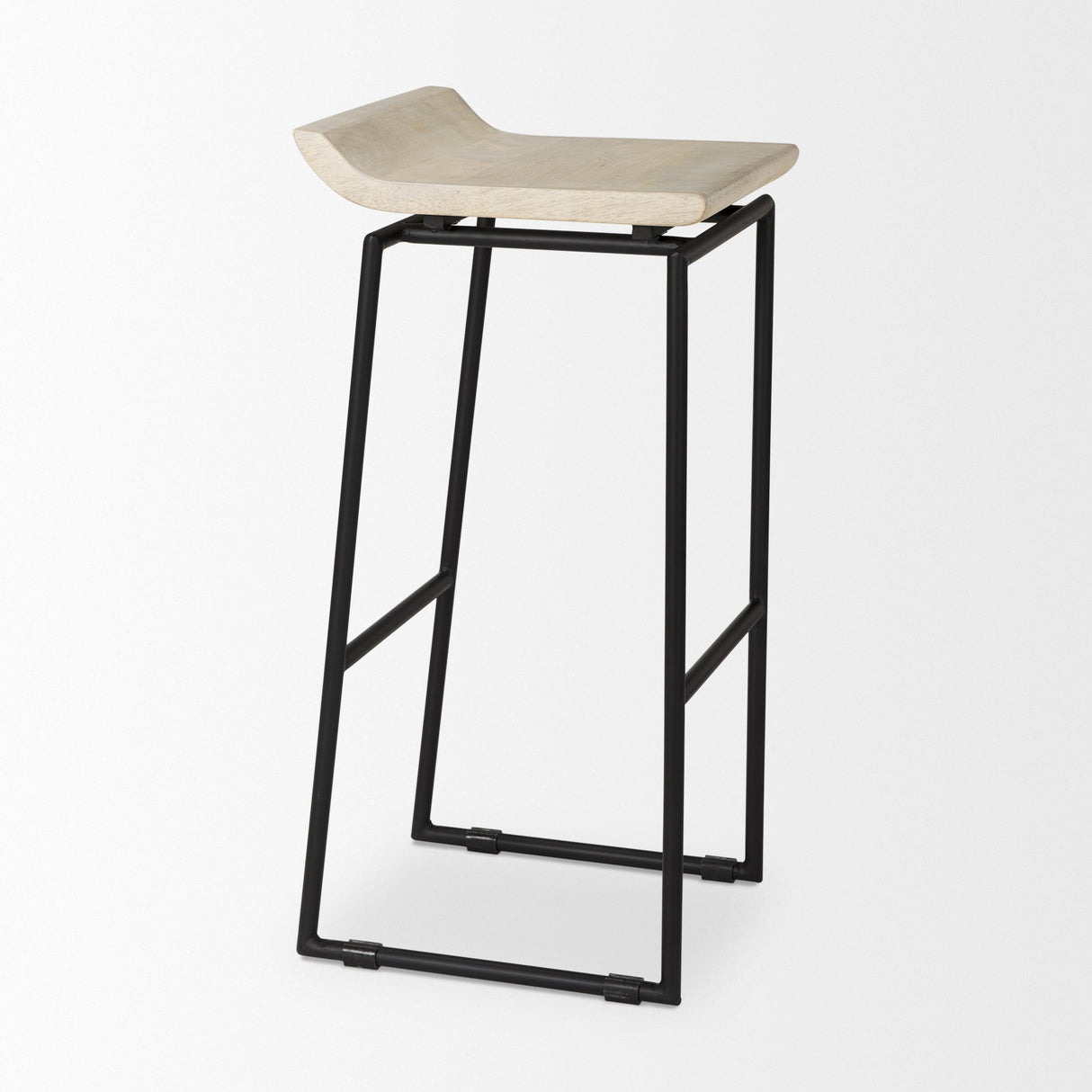 Givens Natural Wood W/Black Metal Frame Bar Stool by Mercana at Eve Furniture