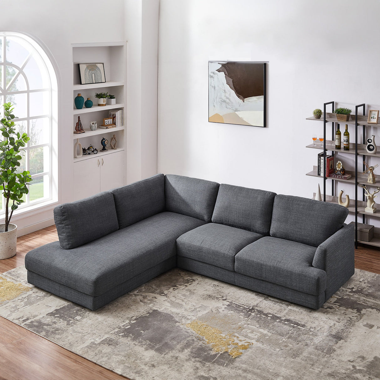 Glander Grey Fabric Left-Facing Sectional Sofa by Ashcroft Furniture at Eve Furniture