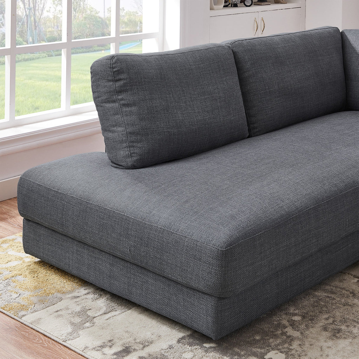 Glander Grey Fabric Left-Facing Sectional Sofa by Ashcroft Furniture at Eve Furniture