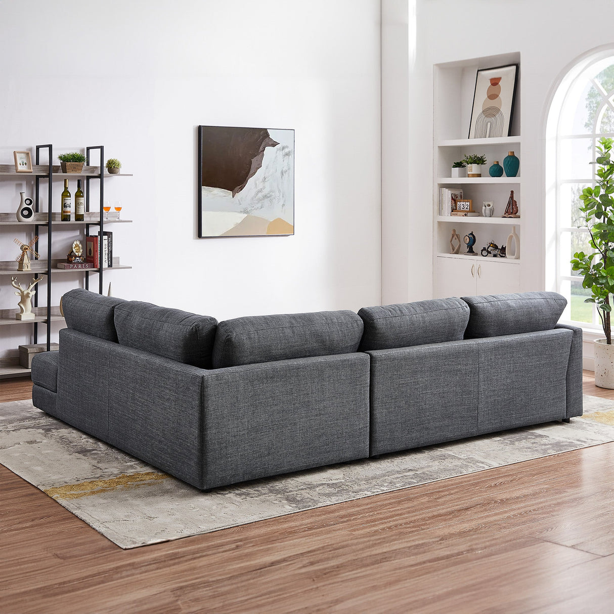Glander Grey Fabric Right-Facing Sectional Sofa by Ashcroft Furniture at Eve Furniture