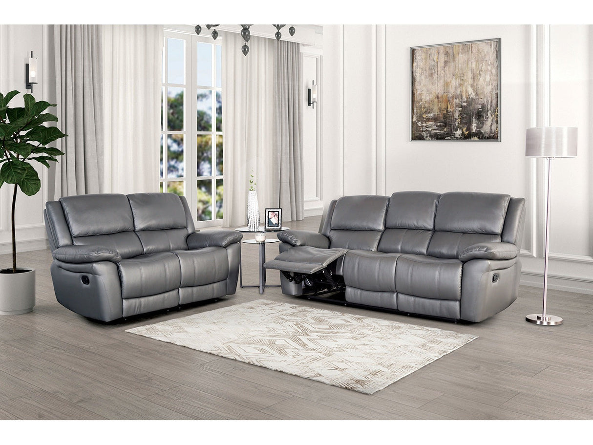 Glarus Dark Gray Leather Match Reclining Living Room Set by Furniture of America at Eve Furniture