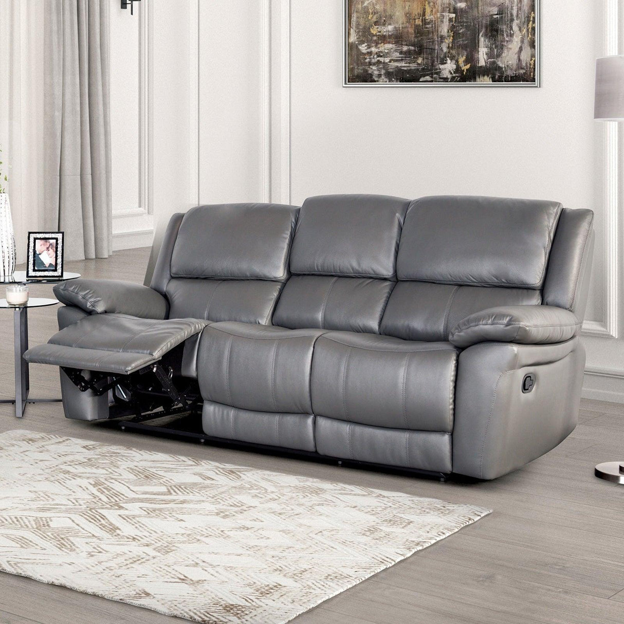 Glarus Dark Gray Sofa Manual Recliner by Furniture of America at Eve Furniture
