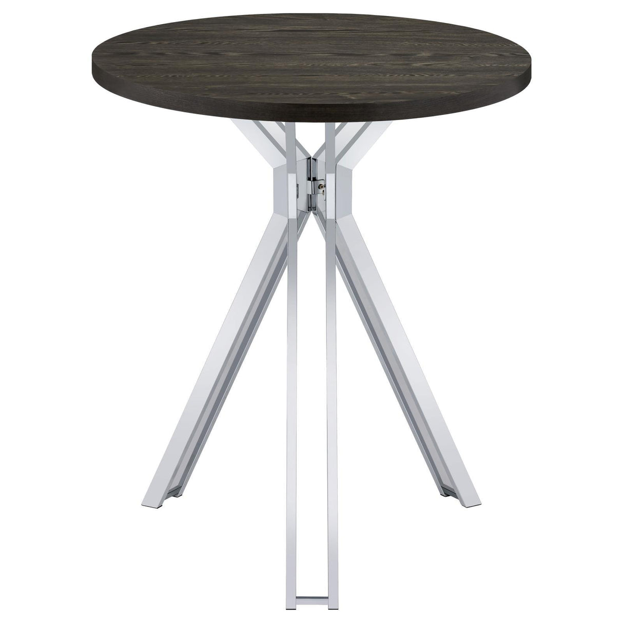 Glenbrook Satin Nickel Round Glass Top Bar Table by Coaster at Eve Furniture