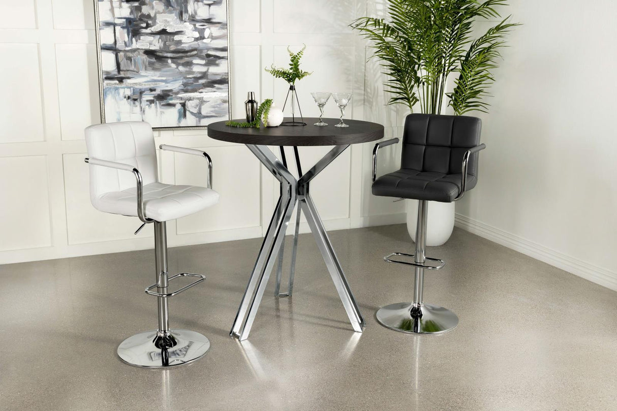 Glenbrook Satin Nickel Round Glass Top Bar Table by Coaster at Eve Furniture