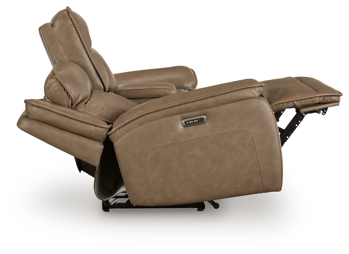 Glencroft Sahara Power Reclining Loveseat with Console by Ashley at Eve Furniture