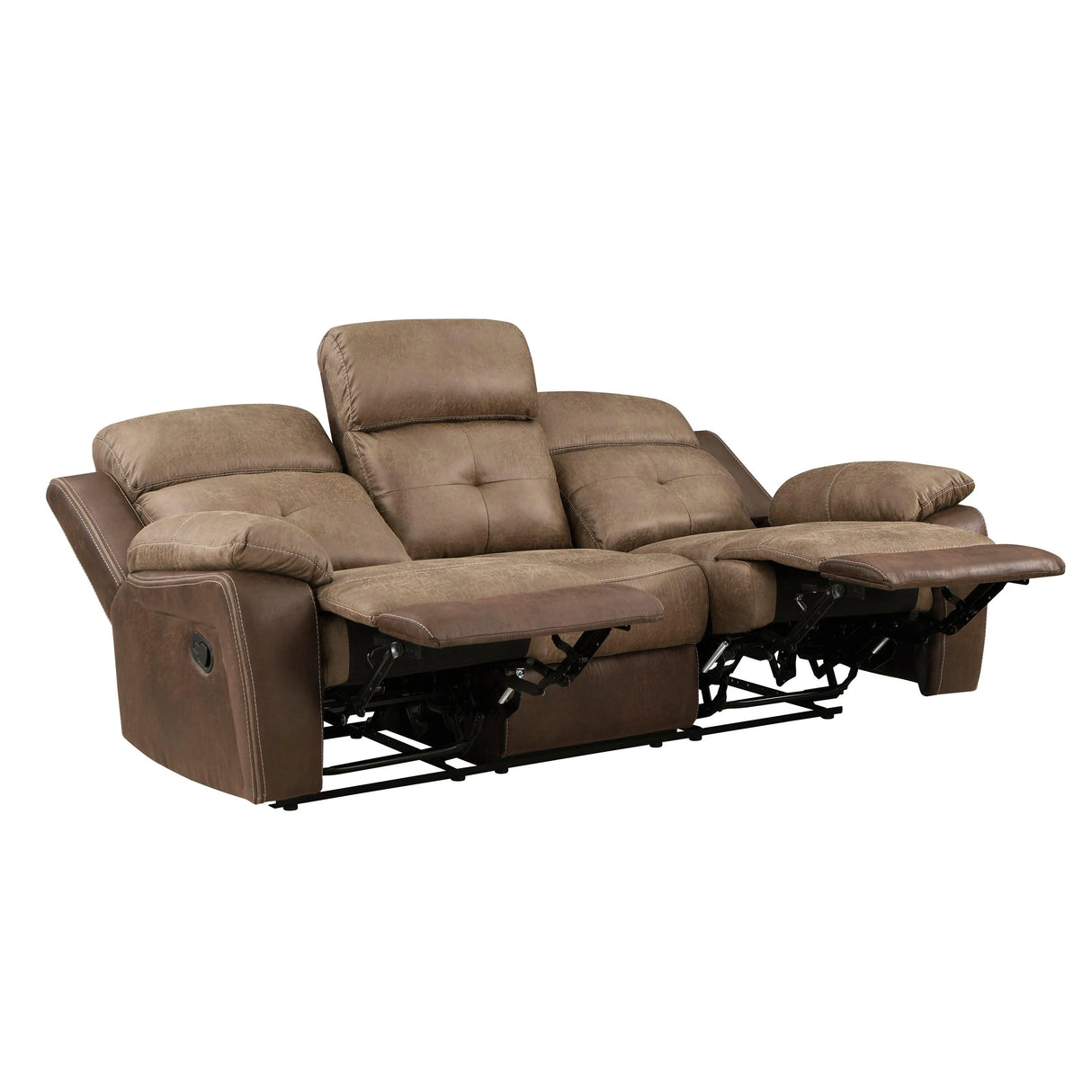 Glendale Brown Microfiber Double Reclining Sofa by Homelegance at Eve Furniture