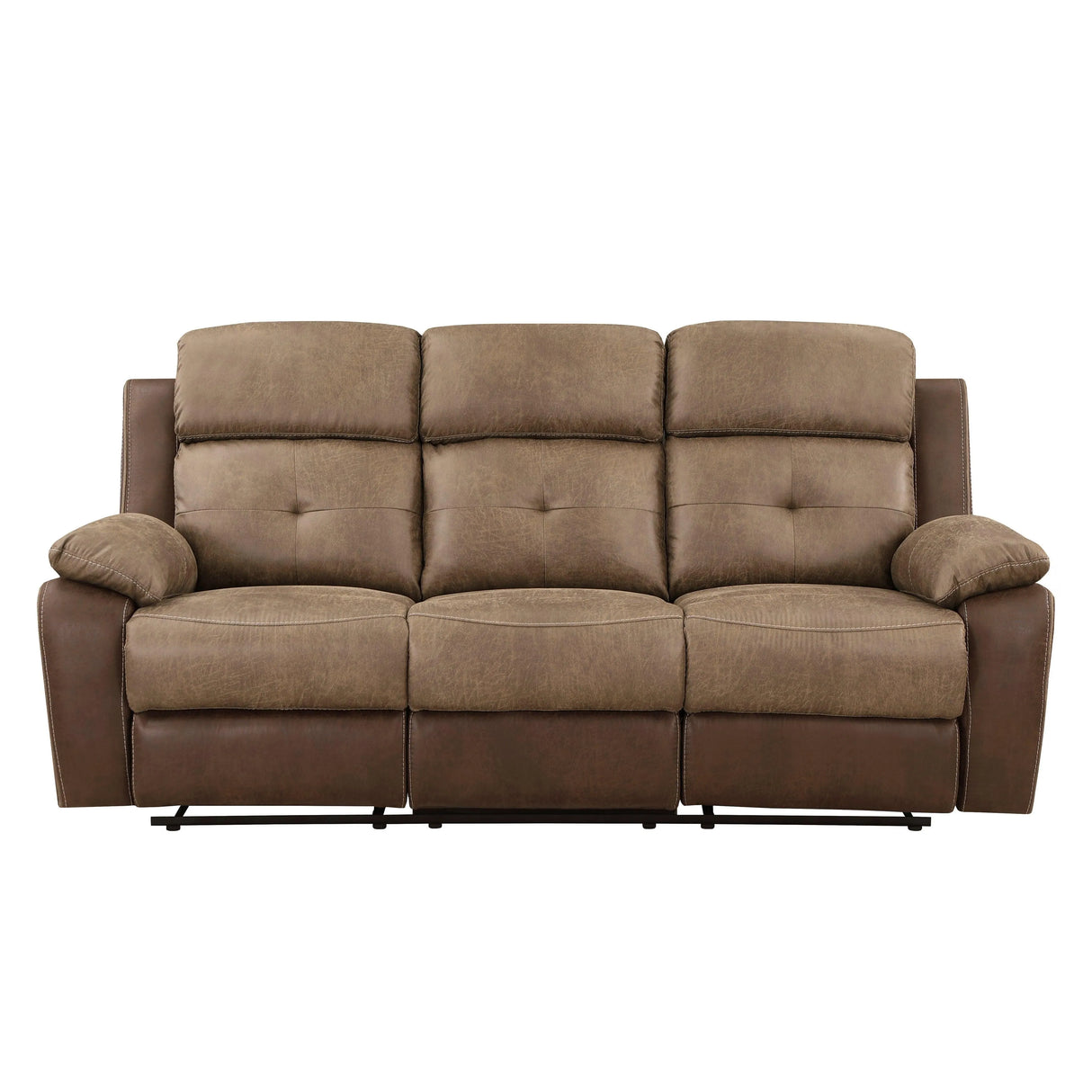Glendale Brown Microfiber Double Reclining Sofa by Homelegance at Eve Furniture