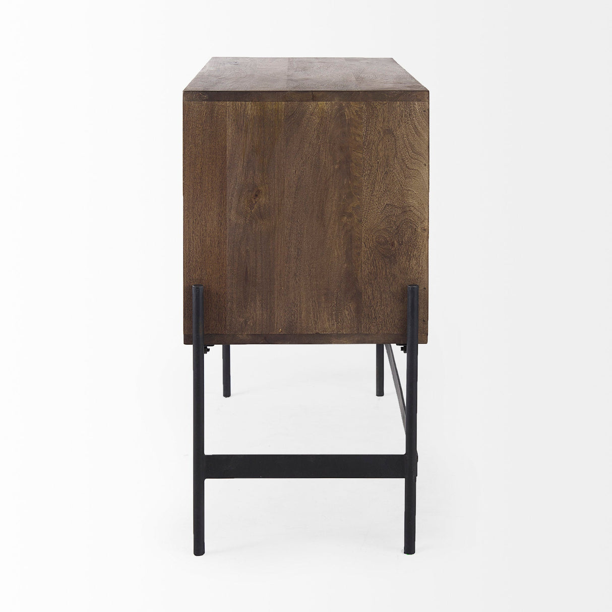 Glenn Dark Brown Wood w/ Black Iron Frame, 2 Door Accent Cabinet by Mercana at Eve Furniture