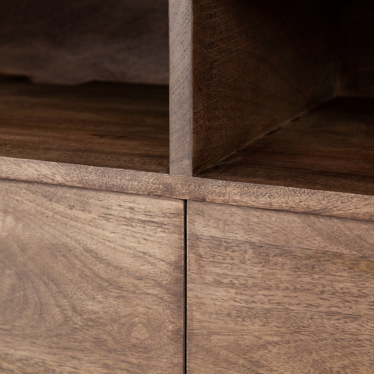 Glenn IV Dark Brown Wood w/ Black Iron Frame Media Console w/ Storage by Mercana at Eve Furniture
