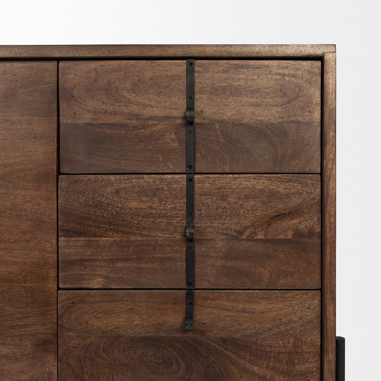 Glenn VI Dark Brown Wood Frame w/ Black Iron Accent, 6 Drawer, 2 Door Cabinet Sideboard by Mercana at Eve Furniture