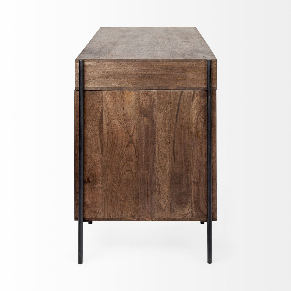 Glenn VII Dark Brown Wood w/ Black Iron Frame, 3 Drawer Office Desk by Mercana at Eve Furniture