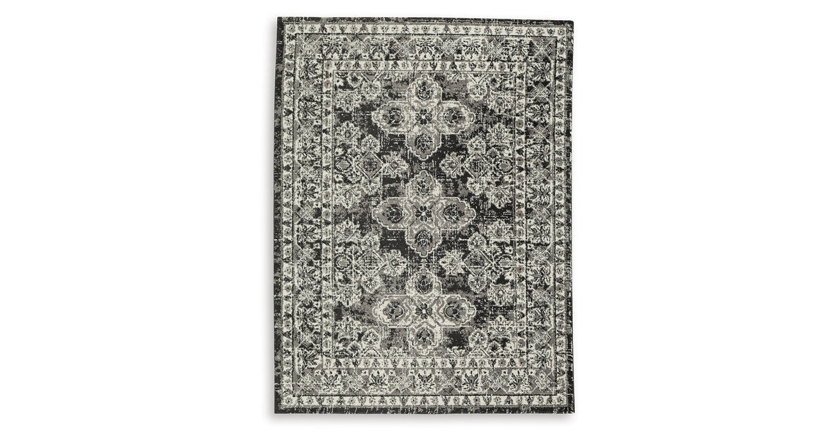 Glennisman Black/Gray/Ivory Medium Rug by Ashley at Eve Furniture
