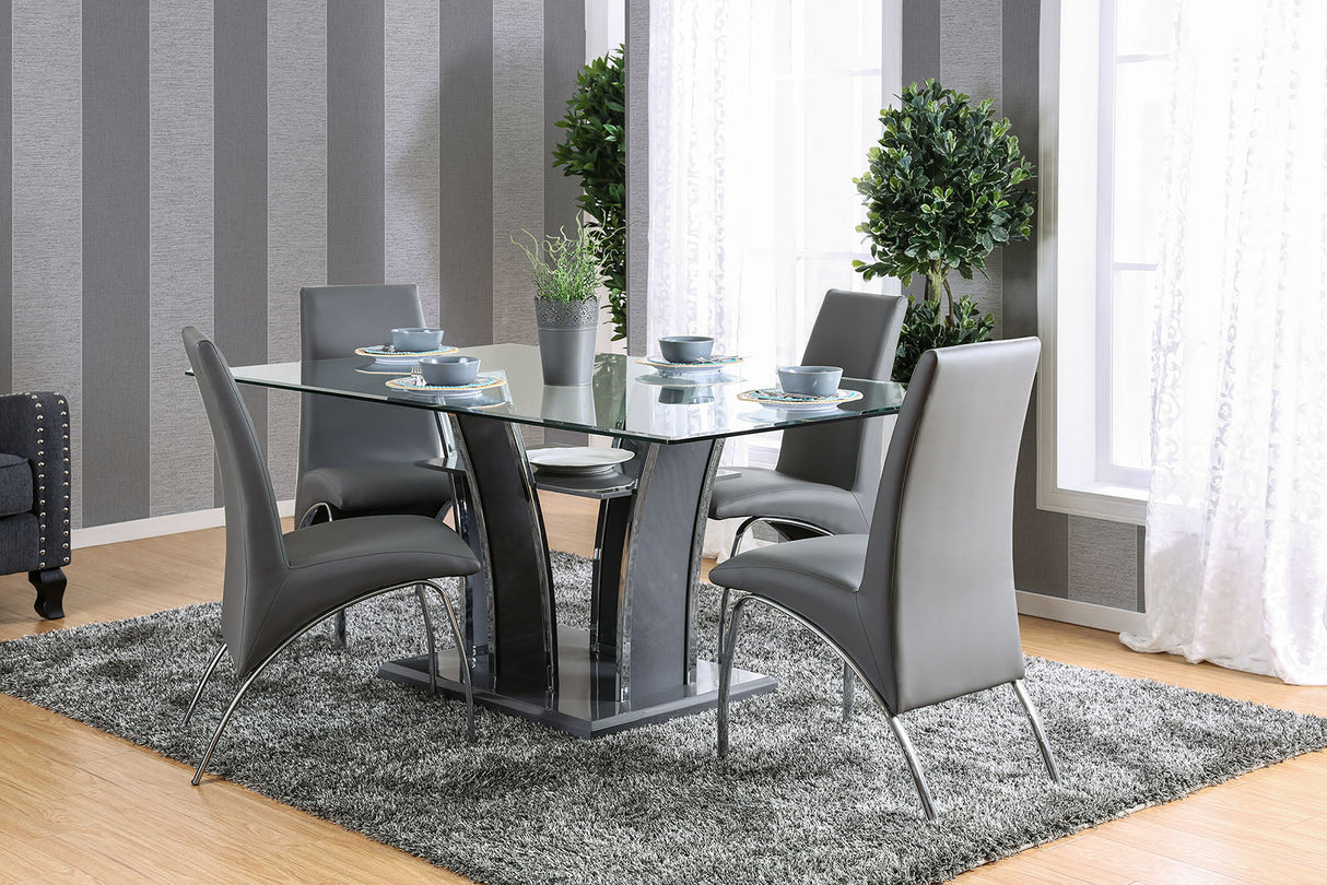 Glenview Gray/Chrome Dining Table, Gray Only by Furniture of America at Eve Furniture