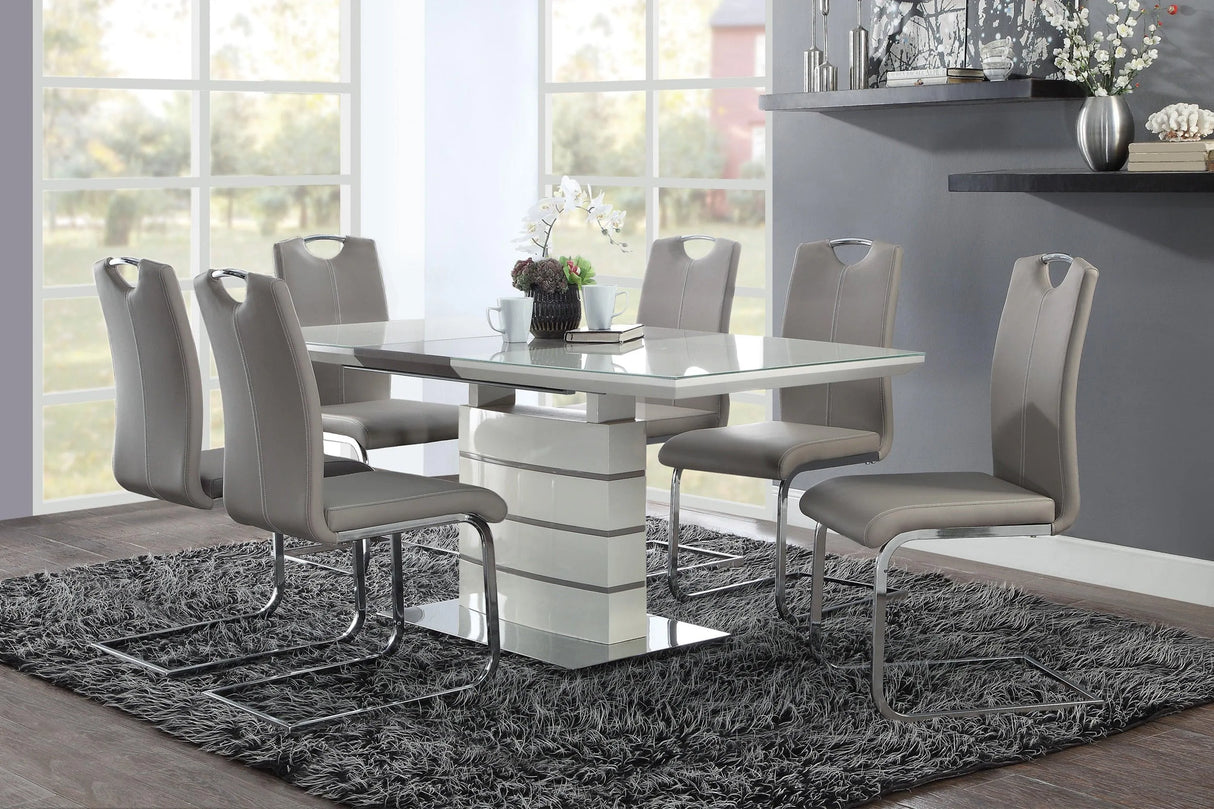 Glissand Chrome Metal/Gray Faux Leather Dining Side Chair, Set of 2 by Homelegance at Eve Furniture