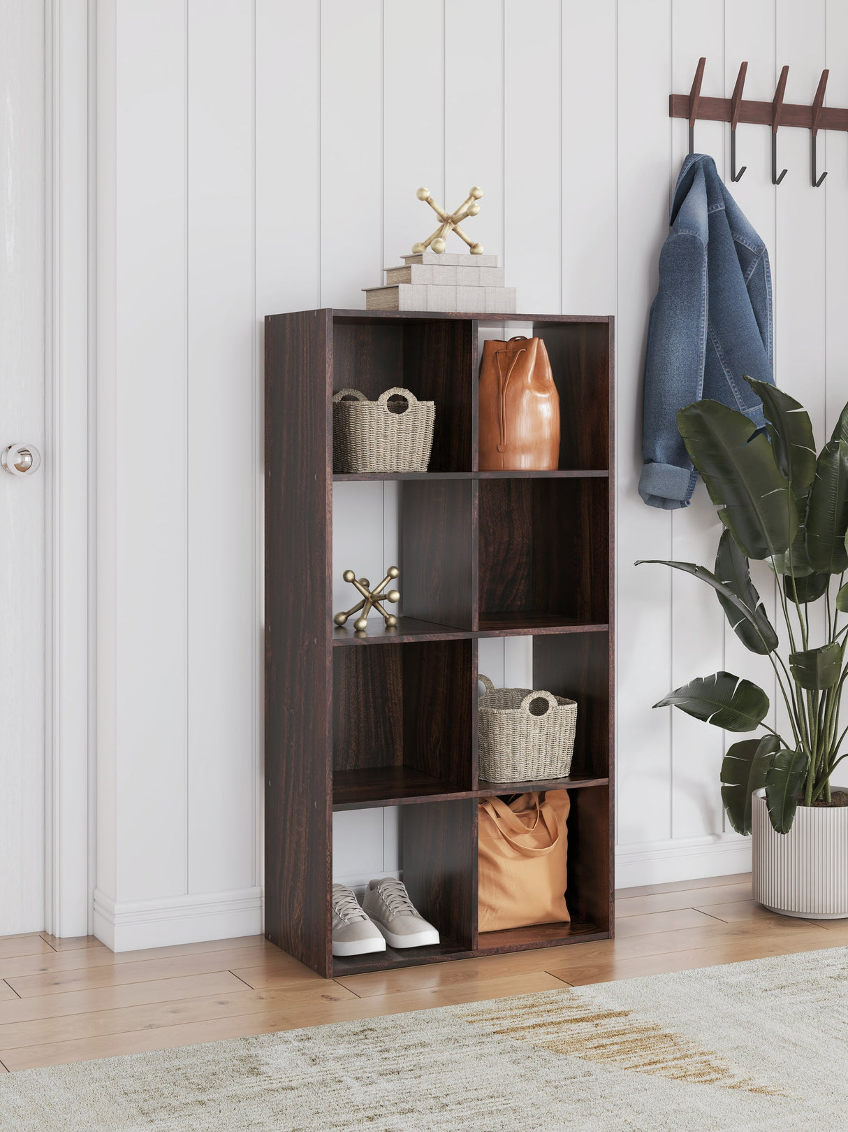 Glosmount Cherry/Light Brown Eight Cube Organizer by Ashley at Eve Furniture