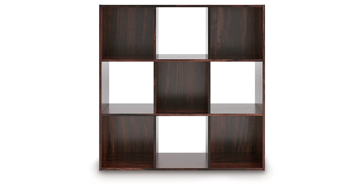 Glosmount Cherry/Light Brown Nine Cube Organizer by Ashley at Eve Furniture