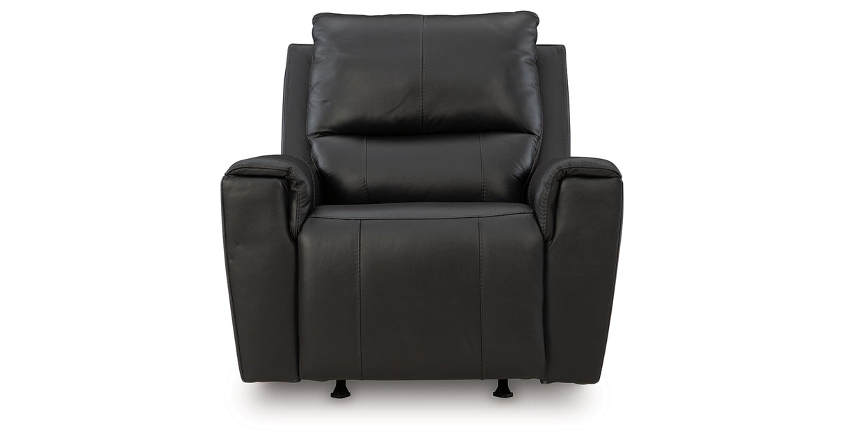 Glossmore Black Recliner by Ashley at Eve Furniture