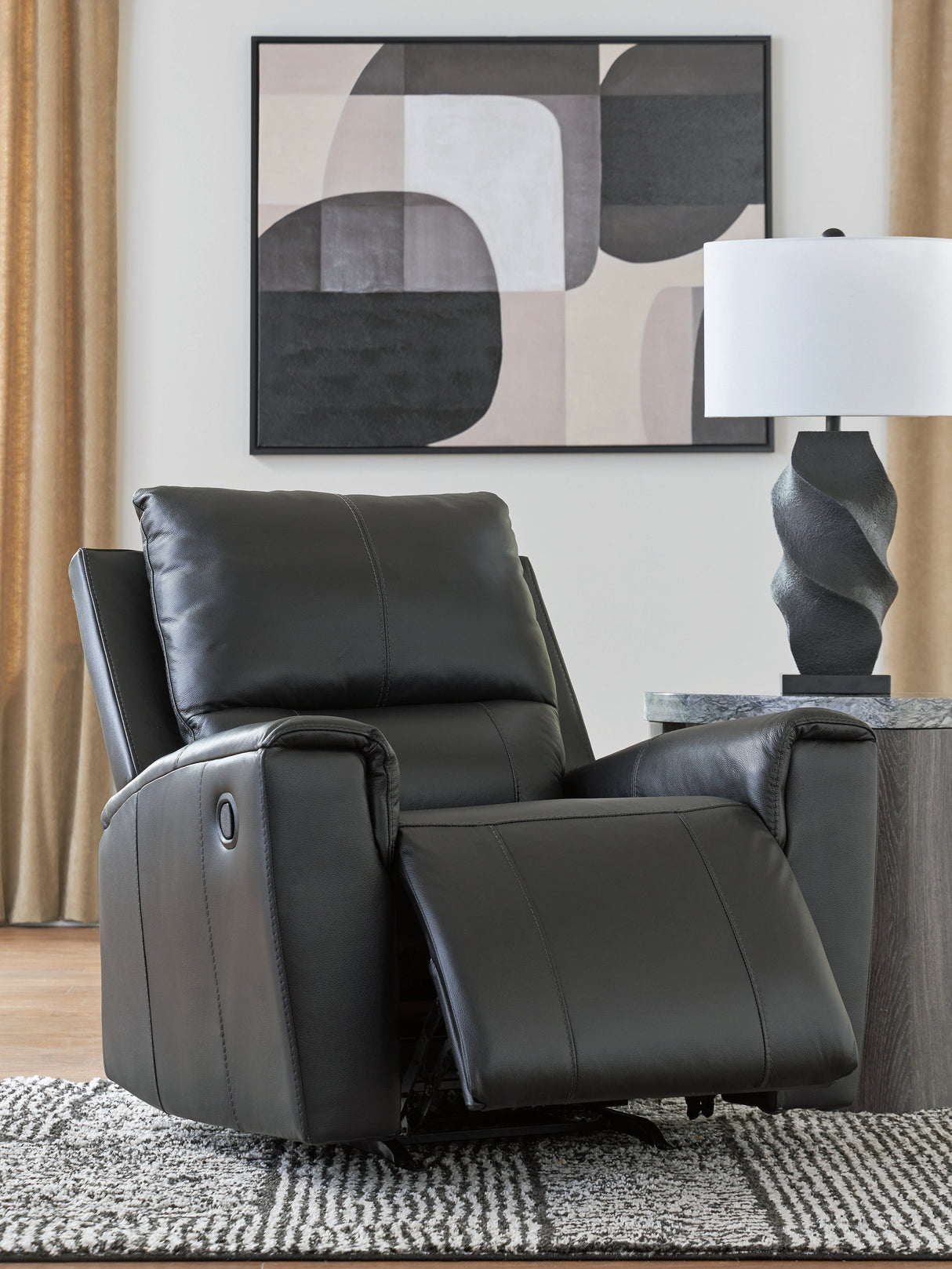 Glossmore Black Recliner by Ashley at Eve Furniture