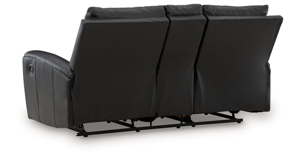 Glossmore Black Reclining Loveseat with Console by Ashley at Eve Furniture