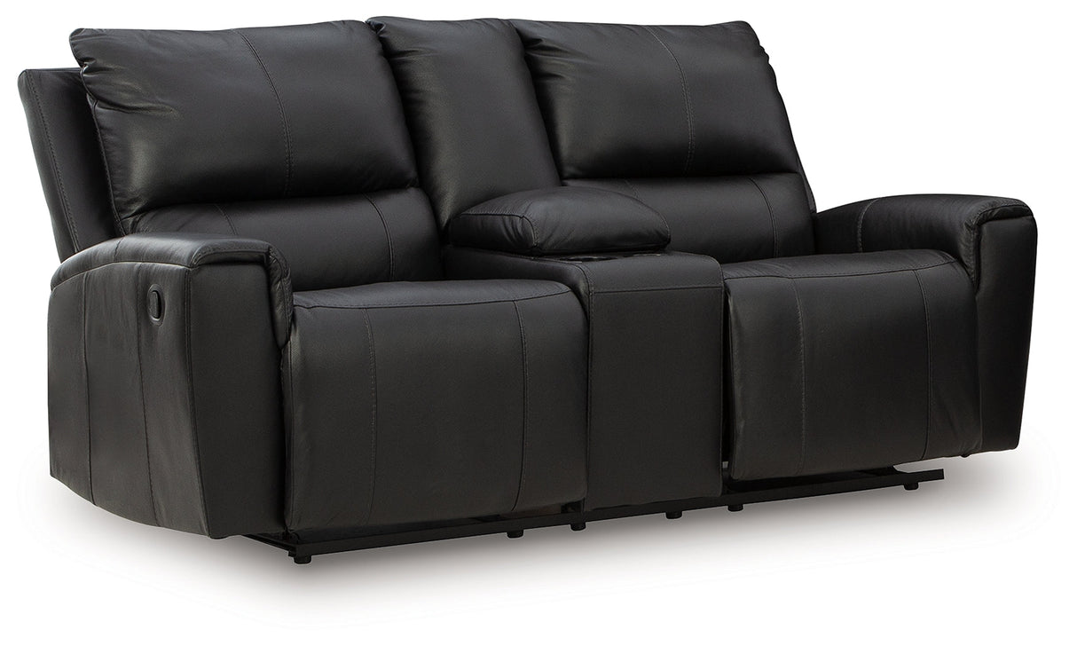 Glossmore Black Reclining Loveseat with Console by Ashley at Eve Furniture