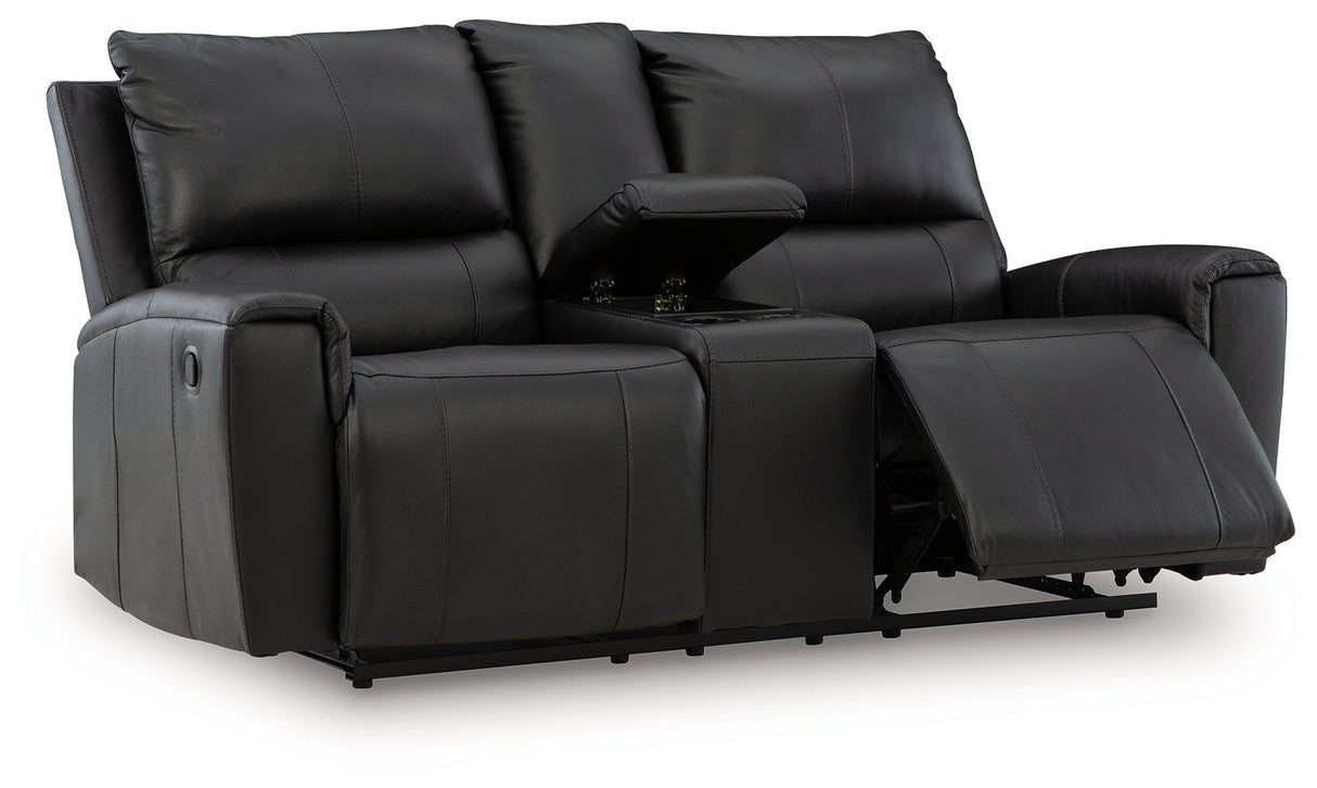 Glossmore Black Reclining Loveseat with Console by Ashley at Eve Furniture