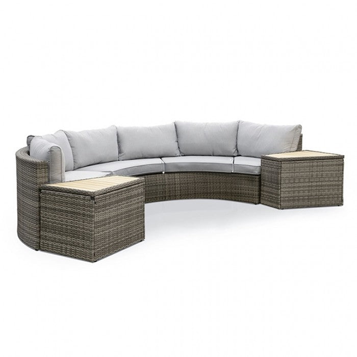 Barbuda Gray/Natural 6-Piece Sectional Sofa w/ 2 End Tables