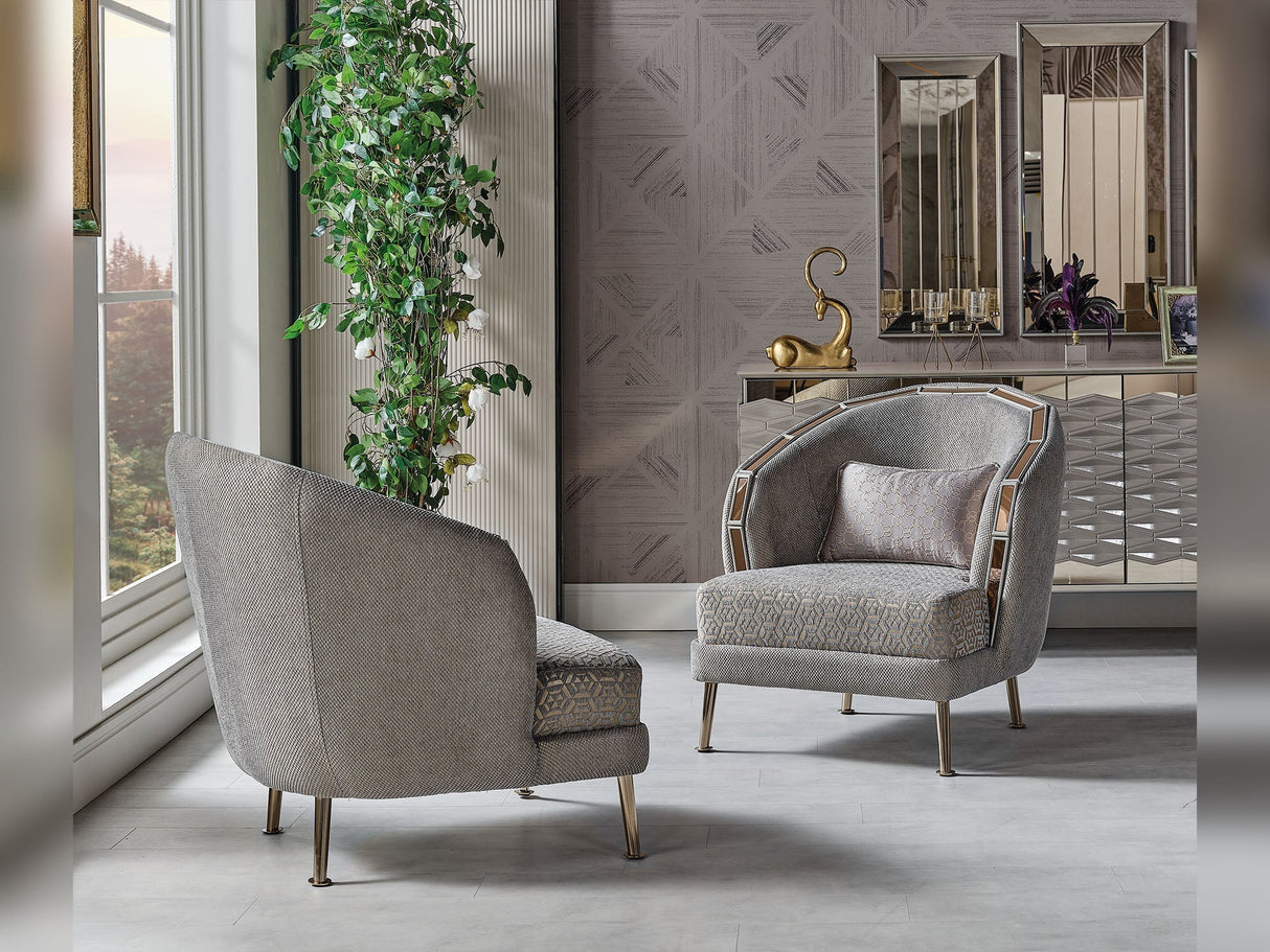 Gokce 4-pieces (2 Sofa & 2 Chair) Livingroom Set in Grey by Furnia at Eve Furniture