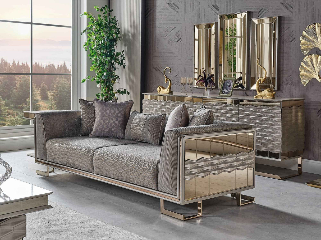 Gokce Grey Stationary Sofa by Furnia at Eve Furniture
